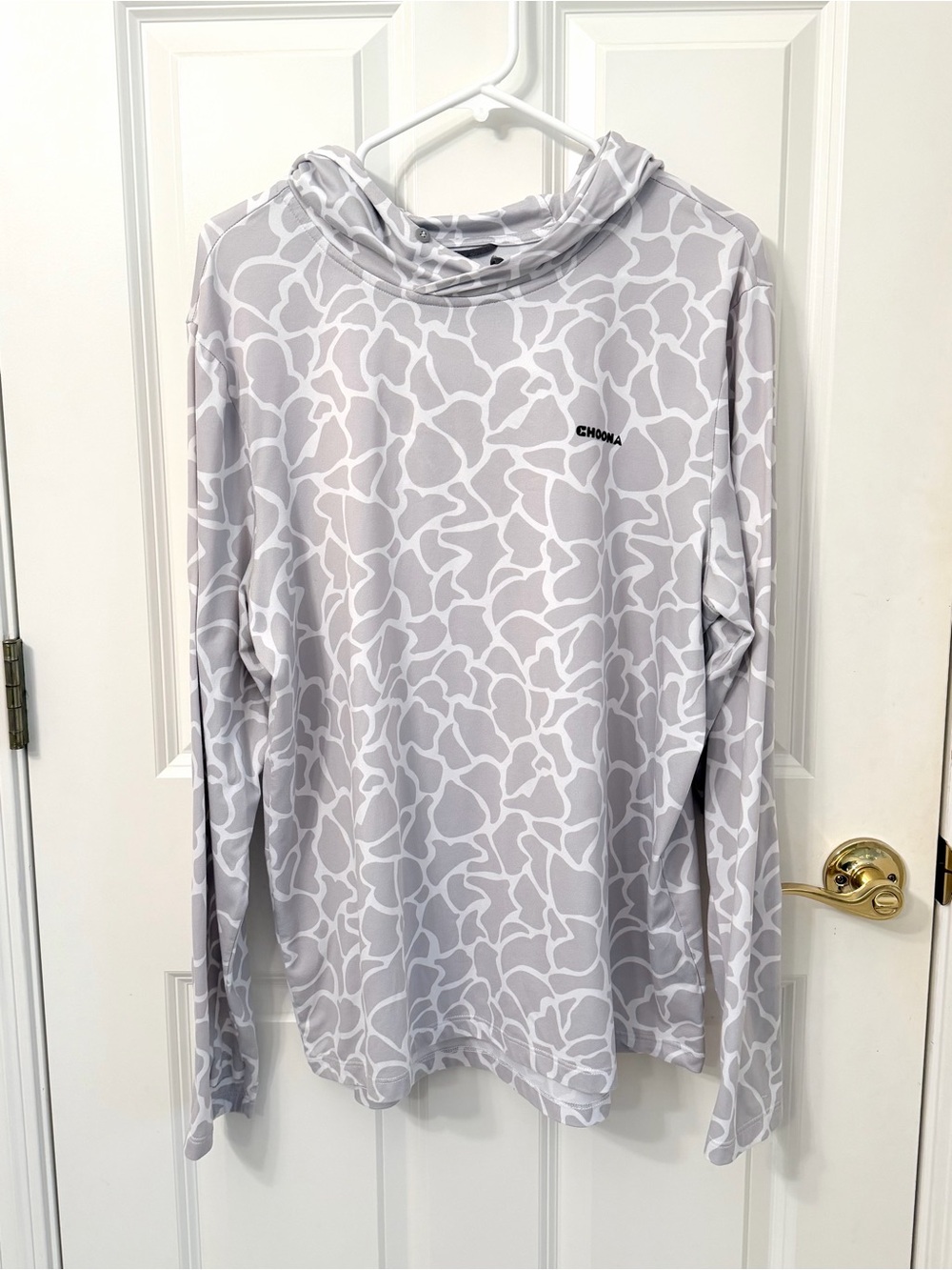 Choona Hoodie Gray & White Patterned Long-Sleeve Shirt Size L